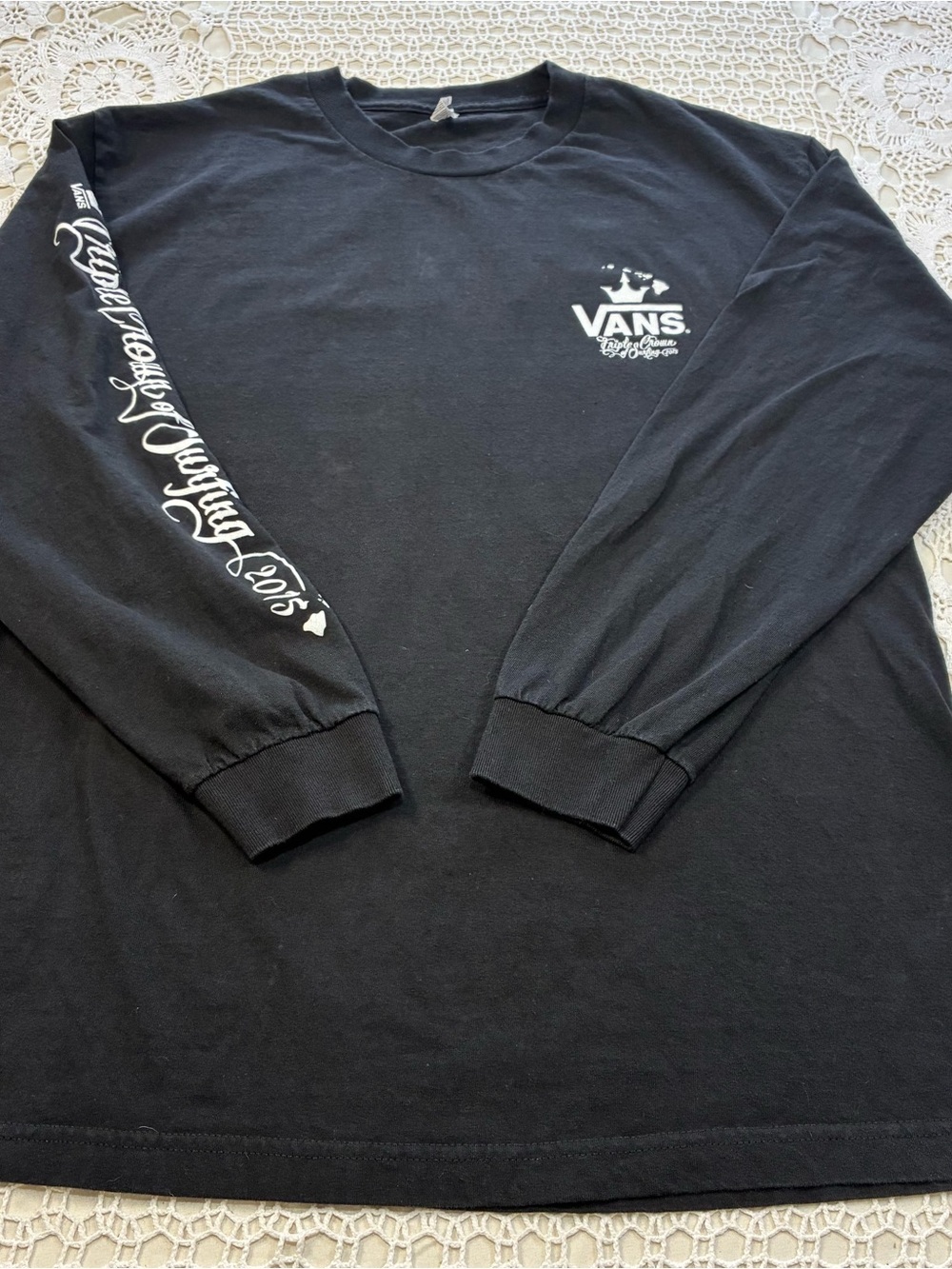 VANS 2015 Triple Crown of Surfing Men’s L Black Long Sleeve Cotton Crew Tee